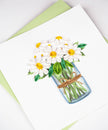 White Daisies in Jar Greeting Card