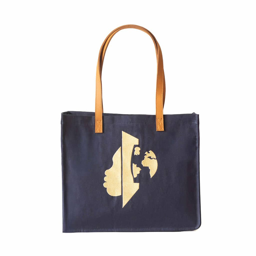 Canvas Tote Bag – Leather Handle Shoulder Bag: Jungle Green