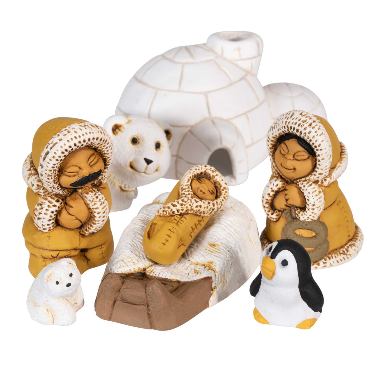 Ceramic Nativity Polar Set of 8 : North Pole Christmas