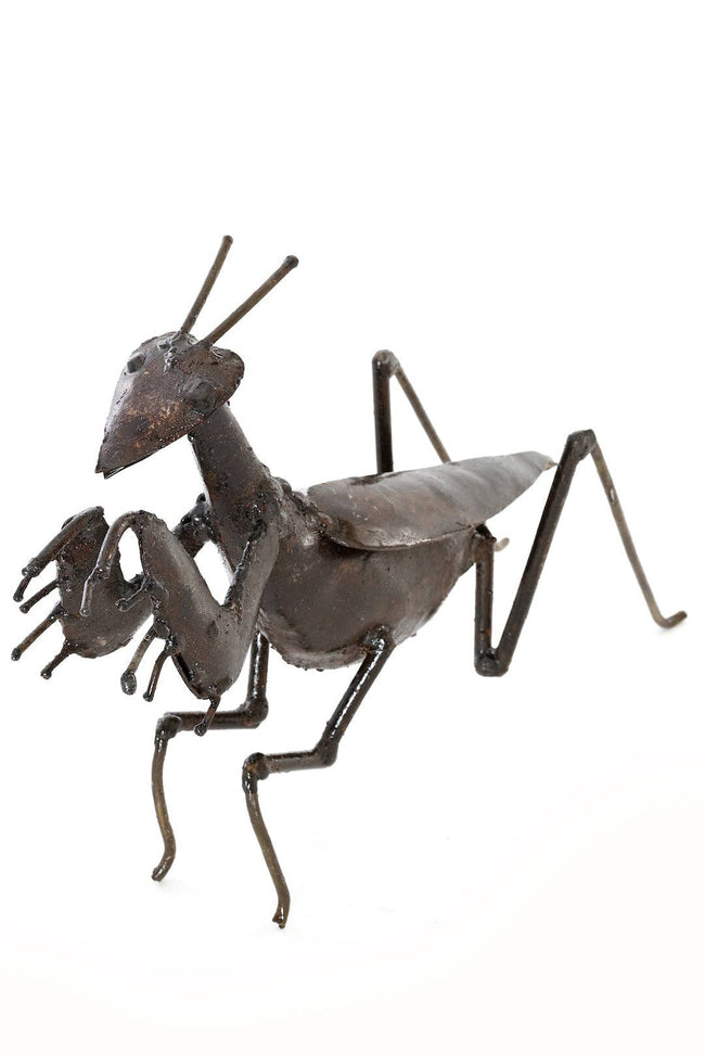 Recycled Metal Praying Mantis Sculpture