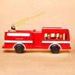 Wooden Fire Truck Toy – 15” Ladder Engine with 4 Firefighters