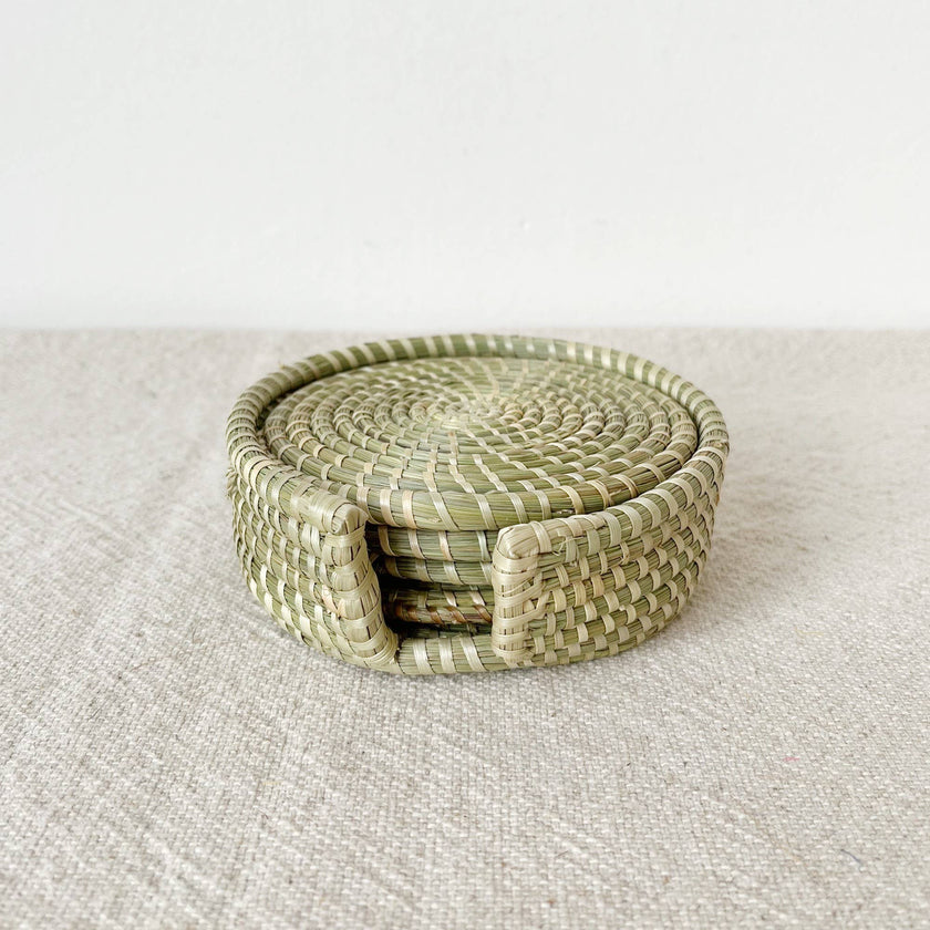 Sweetgrass Coaster Set + Holder