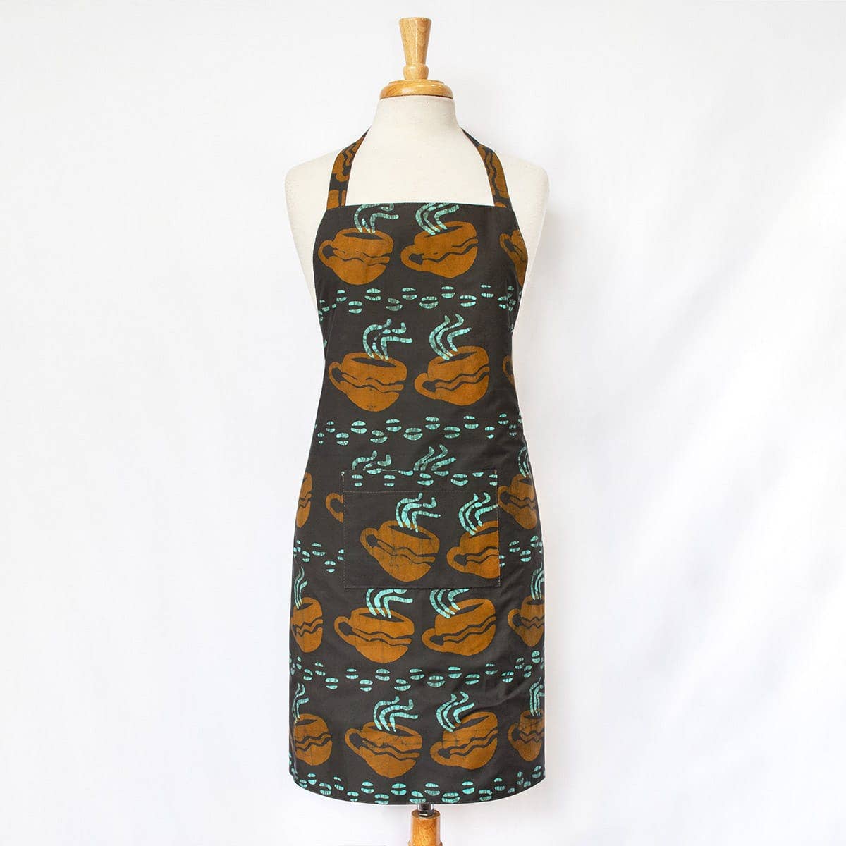 Apron Reversible: Coffee Cups - Brown-Organic