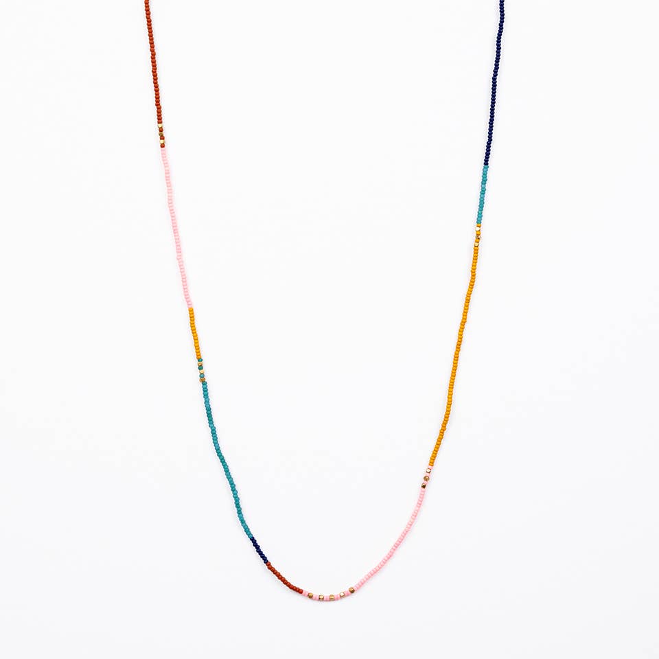Beaded Stretch Necklace /Wrap Bracelet: Deep Pop