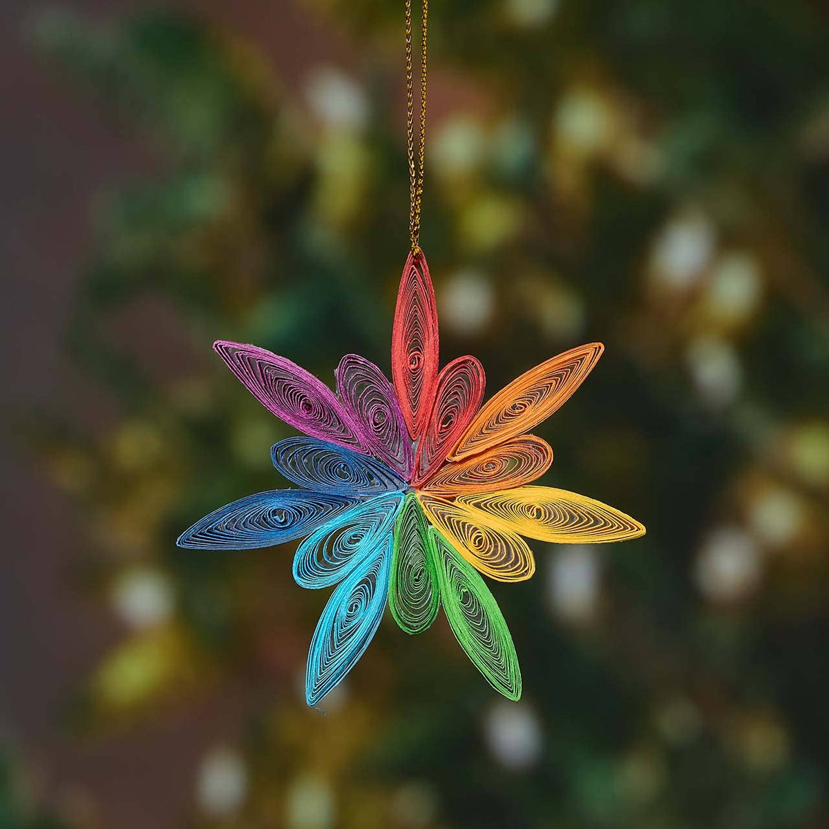 Quilled Rainbow Star Christmas Ornament