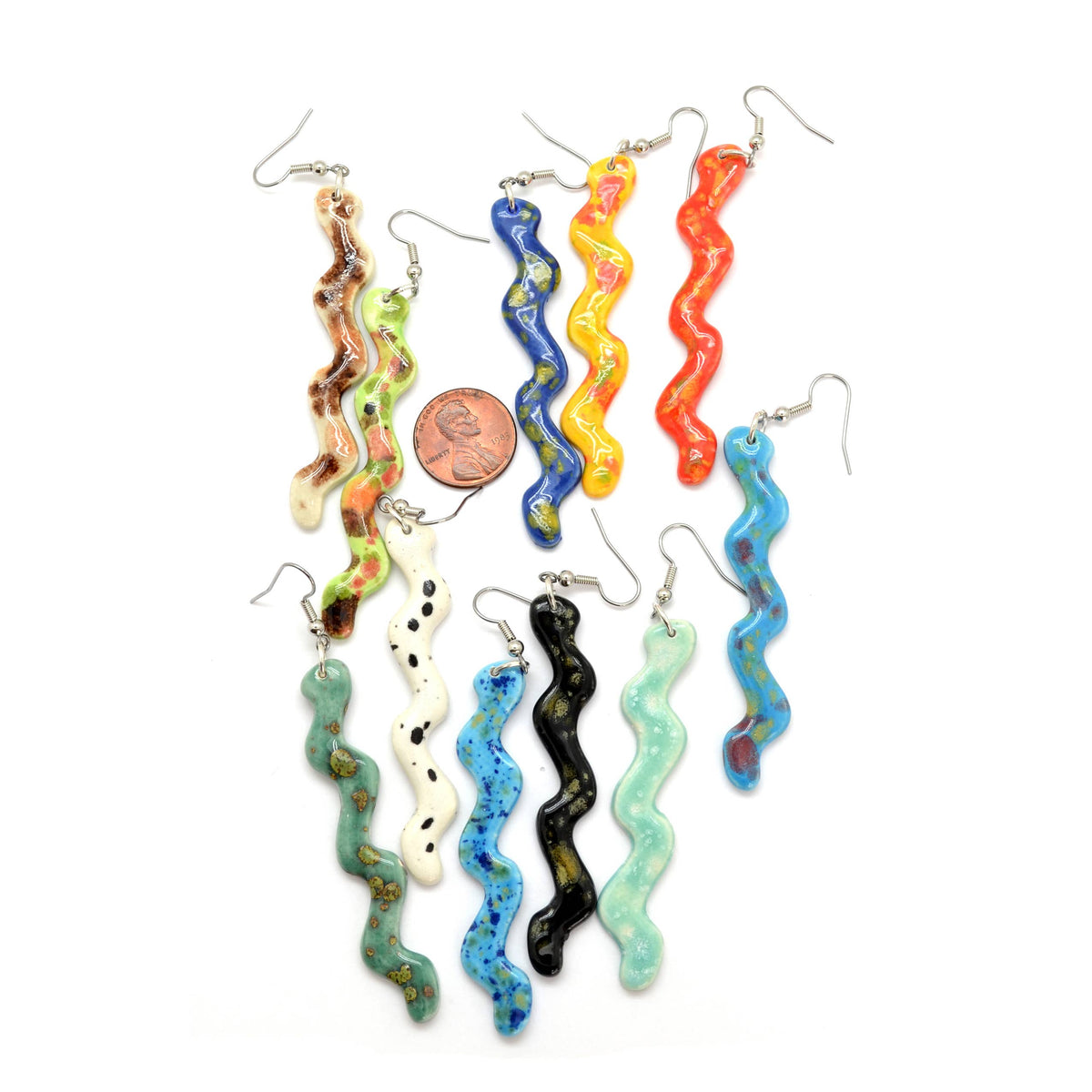 Ceramic Squiggle Dangle Earrings