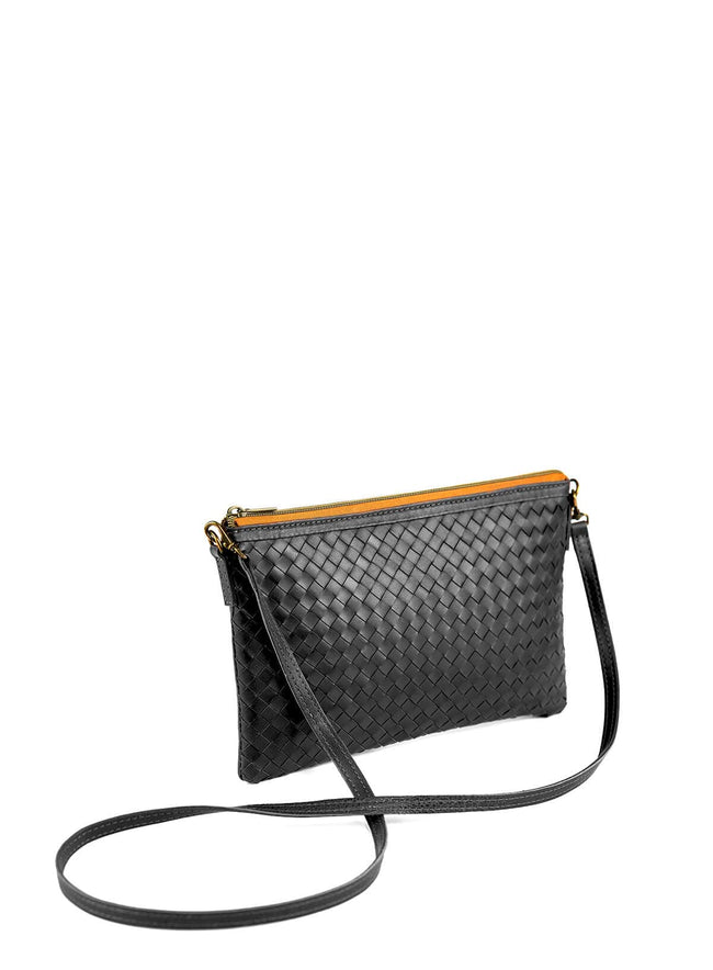 Woven Crossbody Clutch: Black