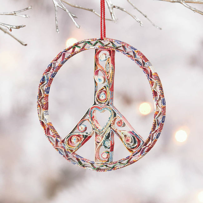 Quilled Peace Sign Christmas Ornament