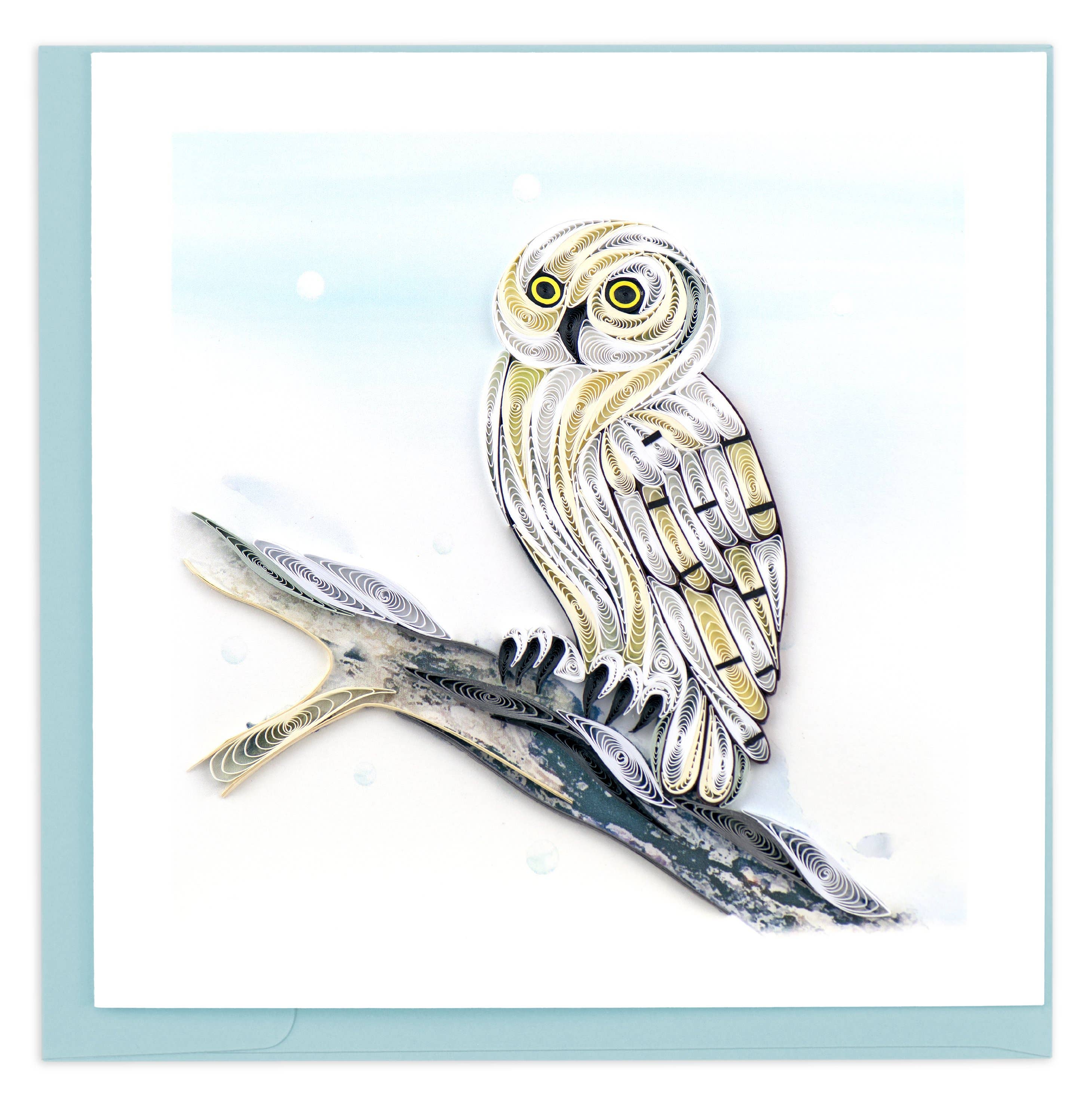 Snowy Owl Quilled Greeting Card