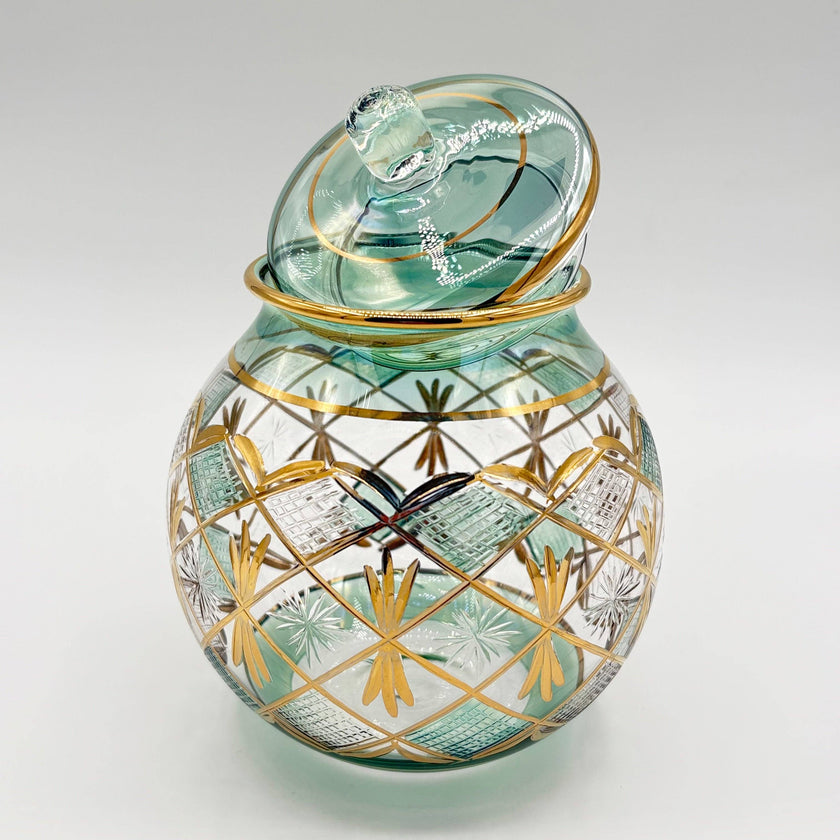 Blown Glass Jar - Starburst Green