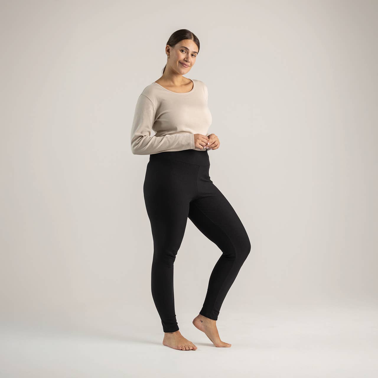 Organic Cotton Fleece Leggings: Black / M