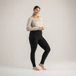 Organic Cotton Fleece Leggings: Black / M