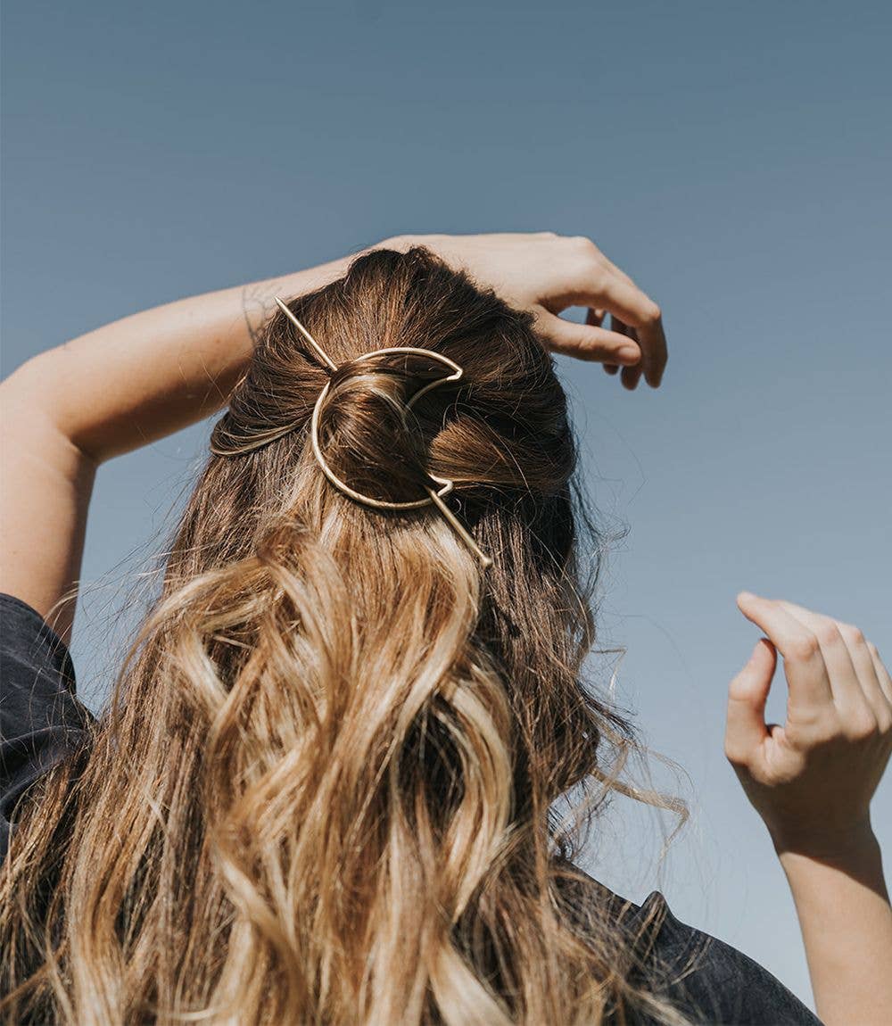 Indukala Crescent Moon Hair Slide with Stick