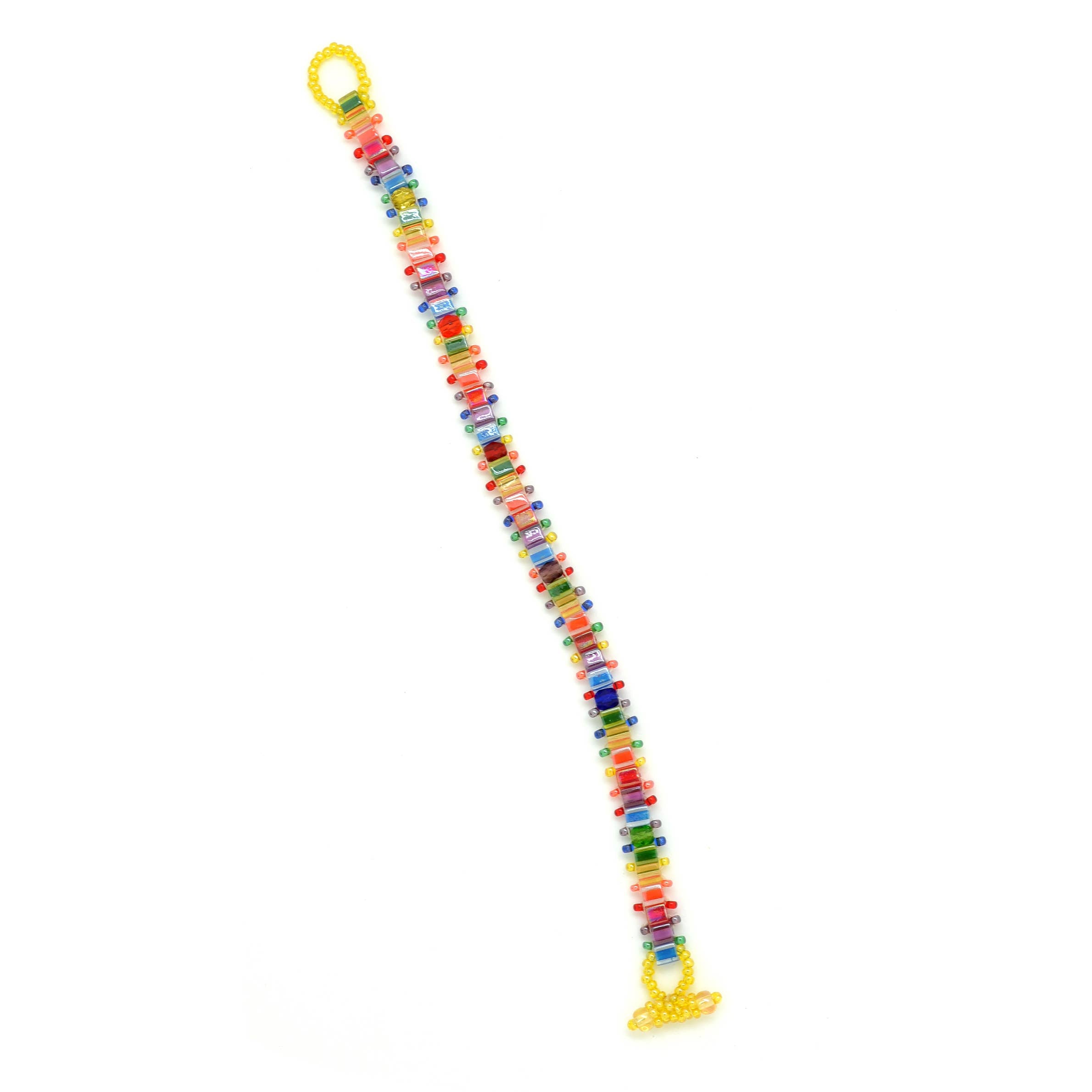 Stackable Beaded Rainbow Bracelets with Glass Beads