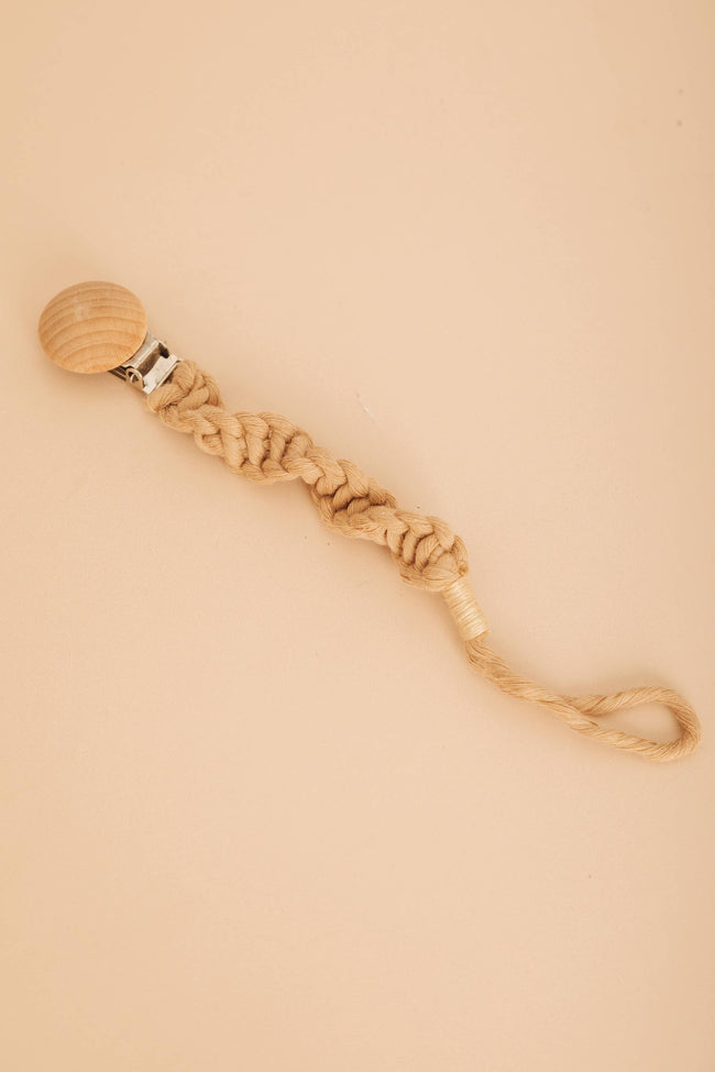 Macrame Paci Clip: Taupe