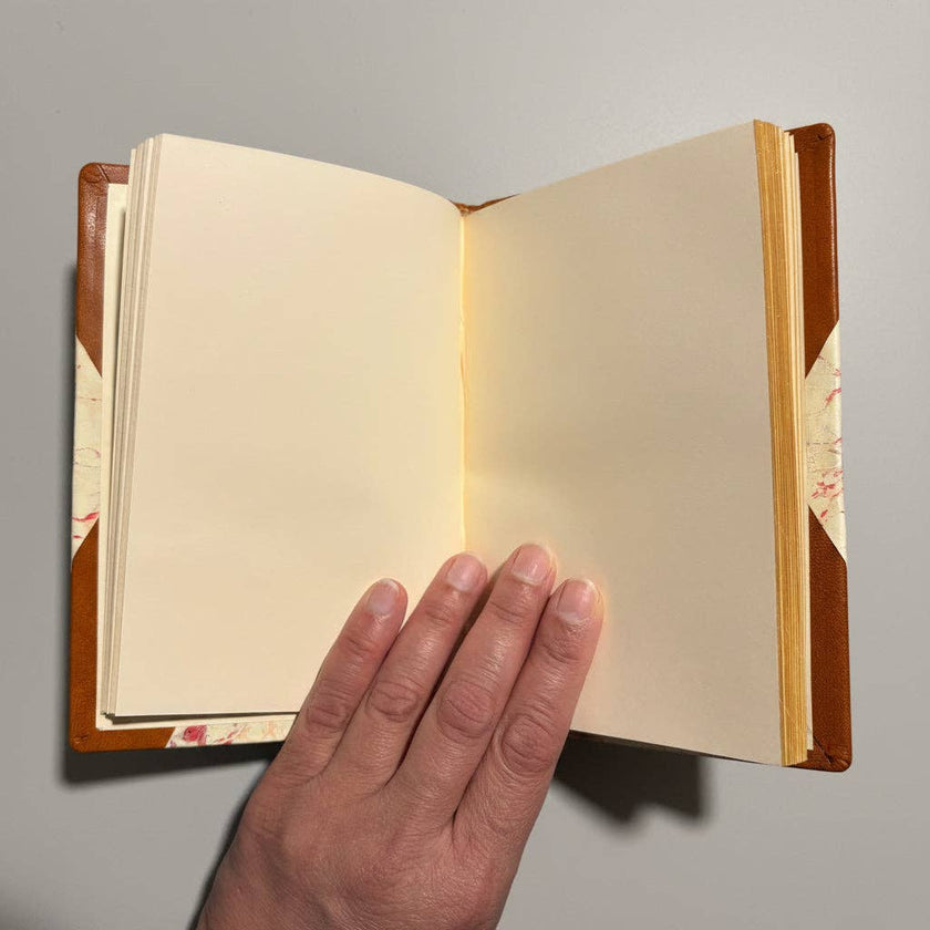 Handcrafted Marbled Paper Journal - Havane