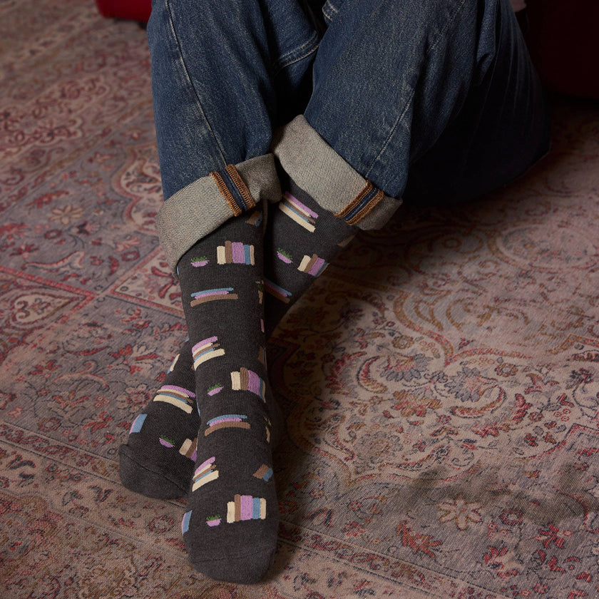 Socks that Give Books: Gray Bookshelves