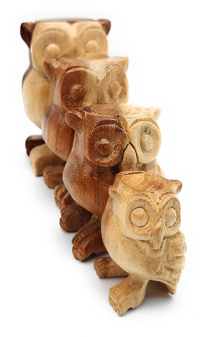 Natural Wooden Hooting Owl - 2 Inch