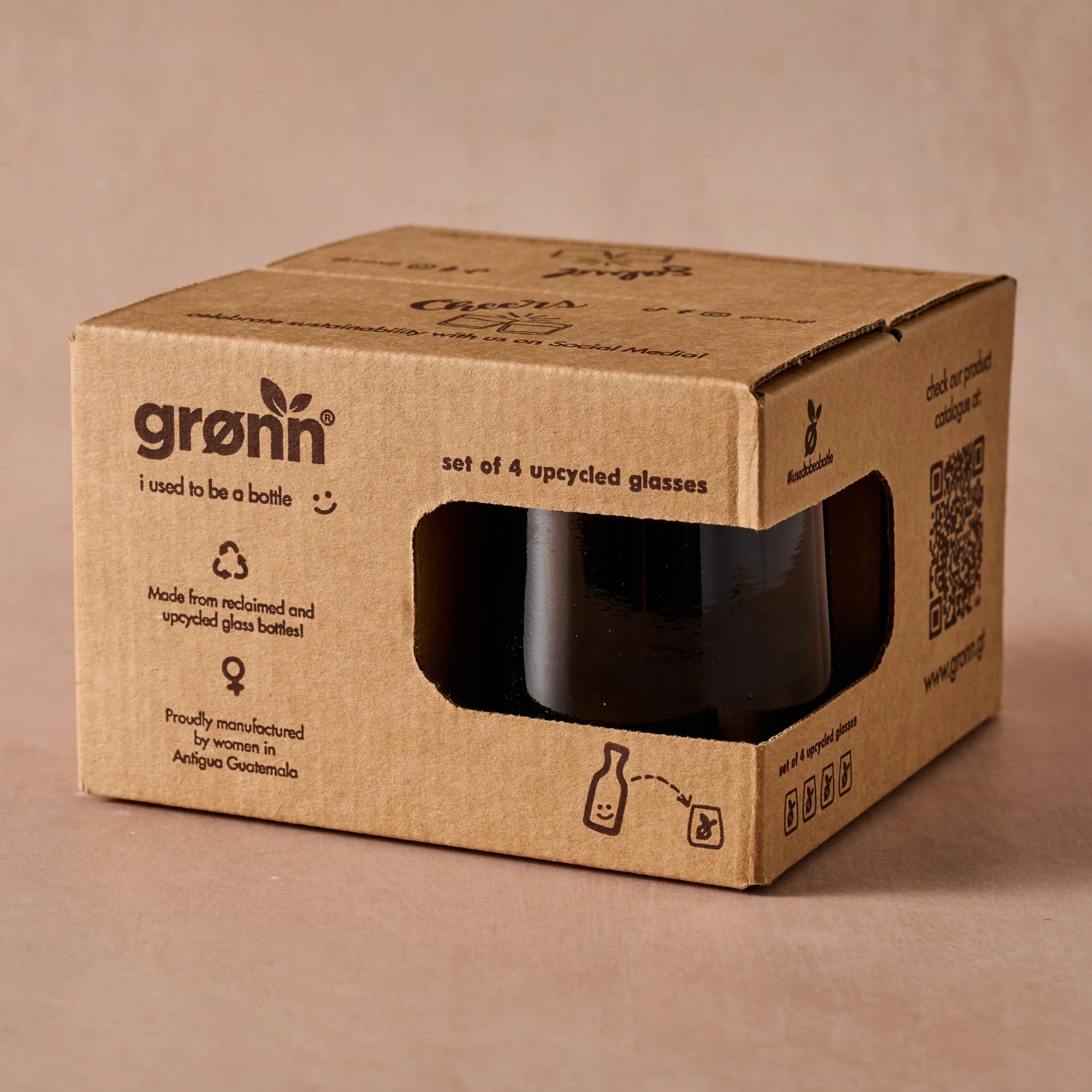 Gronn Upcycled Tumbler, 8 Oz Amber - Set of 4