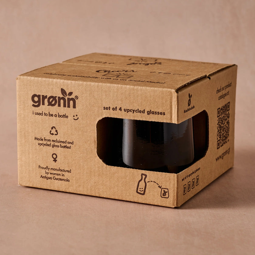 Gronn Upcycled Tumbler, 8 Oz Amber - Set of 4