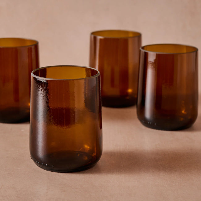Gronn Upcycled Tumbler, 8 Oz Amber - Set of 4