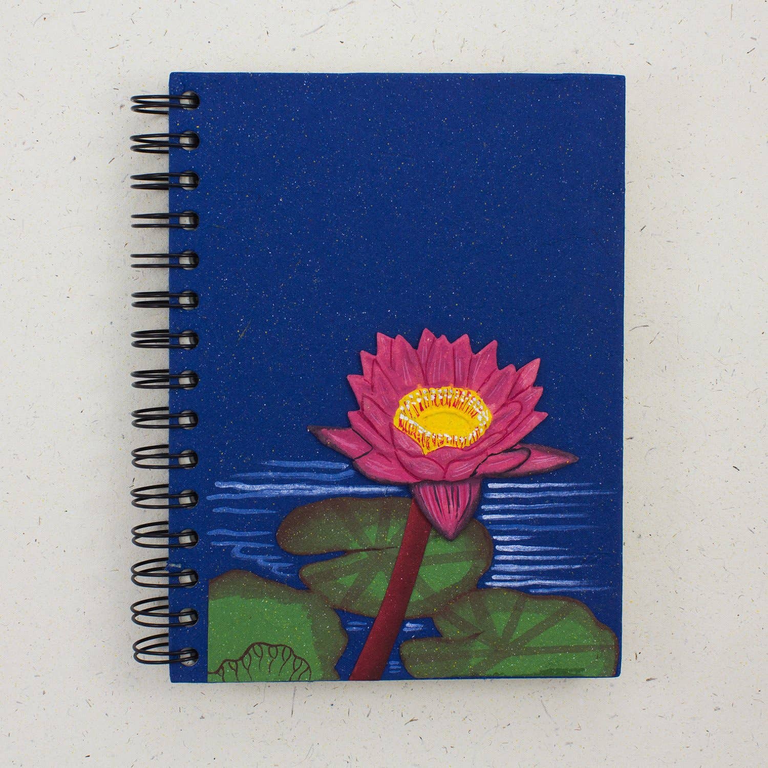 Large Notebook: Lotus Flower Dark Blue
