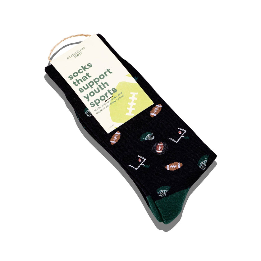 Socks that Support Youth Sports: Black Footballs