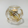 Blown Glass Candle Holder - Paisley Gold