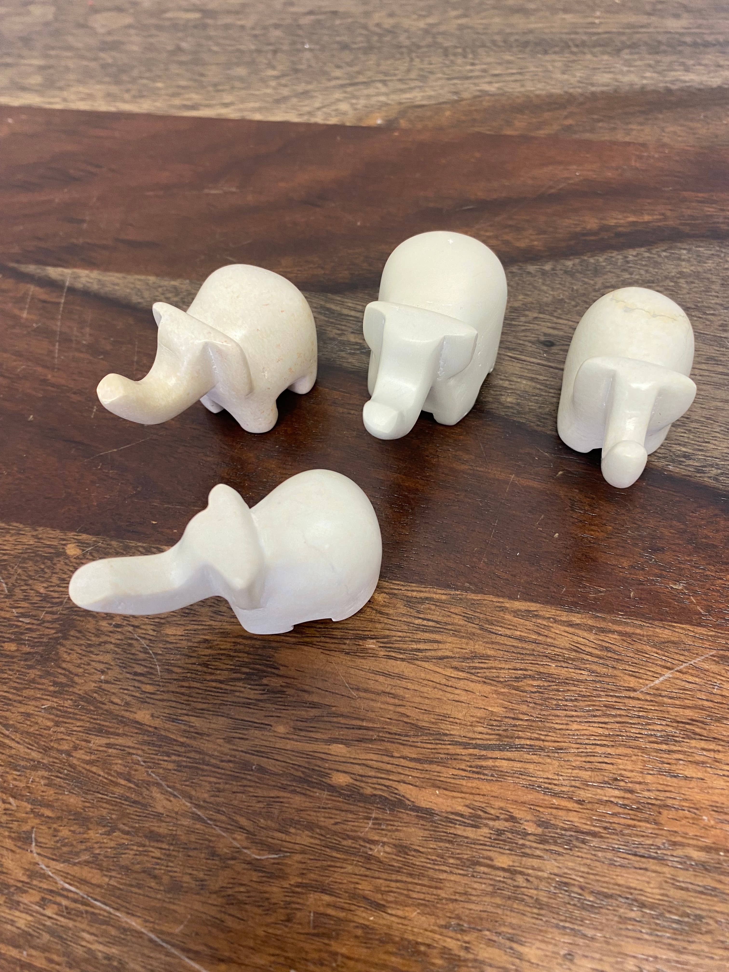 Soapstone Mini Elephant Figurine: Multi-Colored