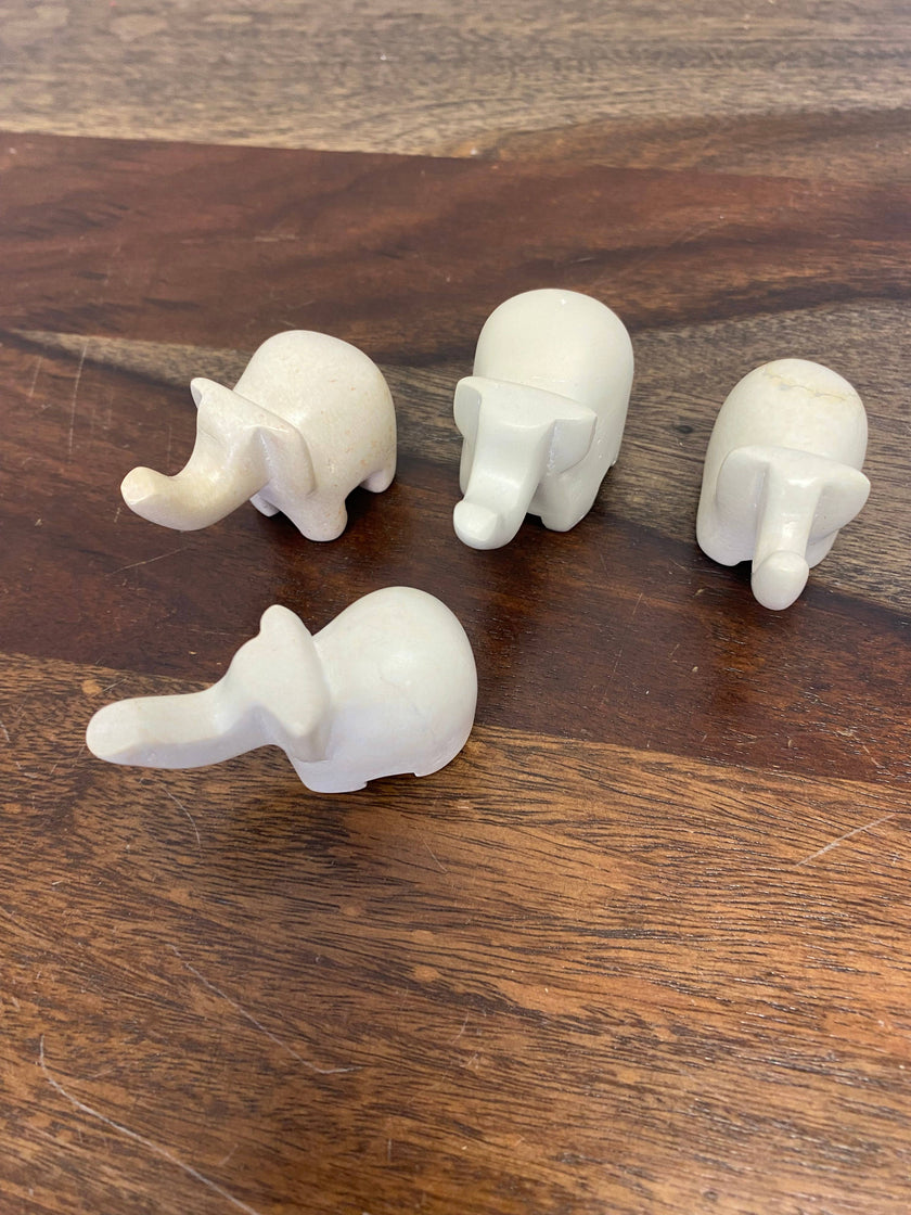 Soapstone Mini Elephant Figurine: Multi-Colored