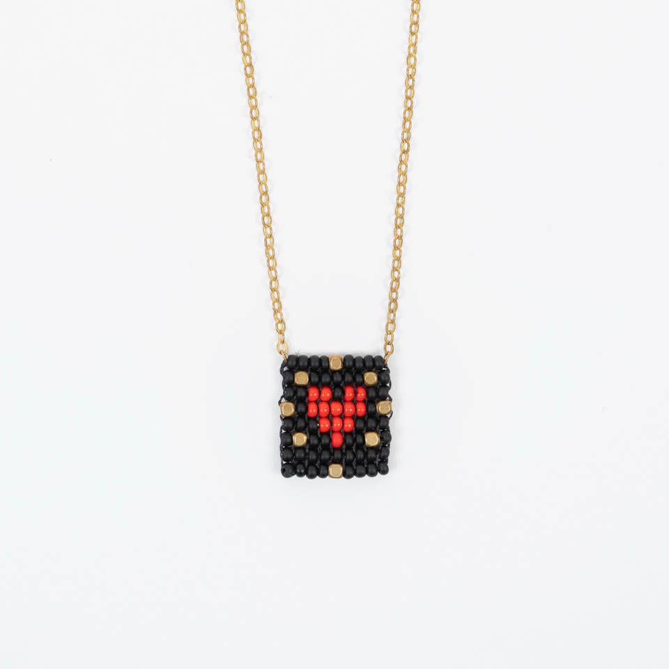 Beaded Tag Necklace: Radiant Heart