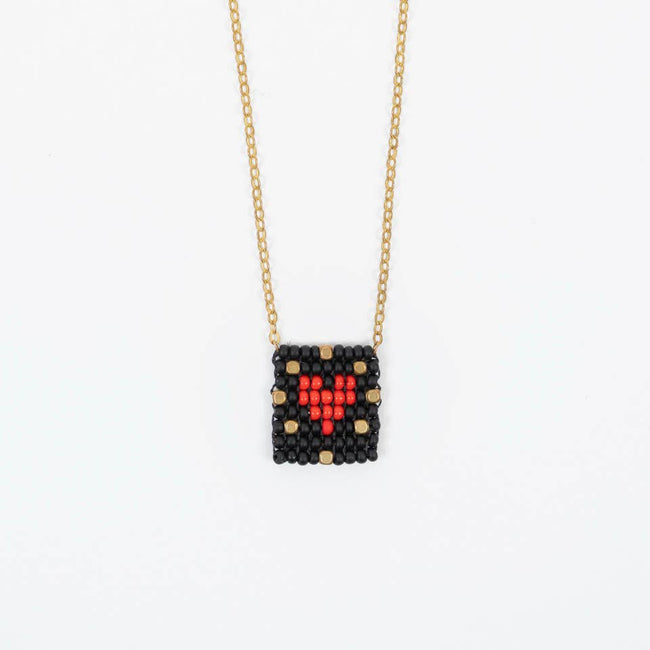Beaded Tag Necklace: Radiant Heart