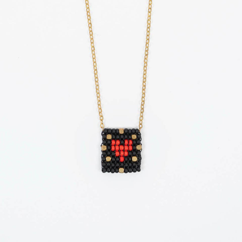 Beaded Tag Necklace: Radiant Heart