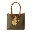 Canvas Tote Bag – Leather Handle Shoulder Bag: Navy blue