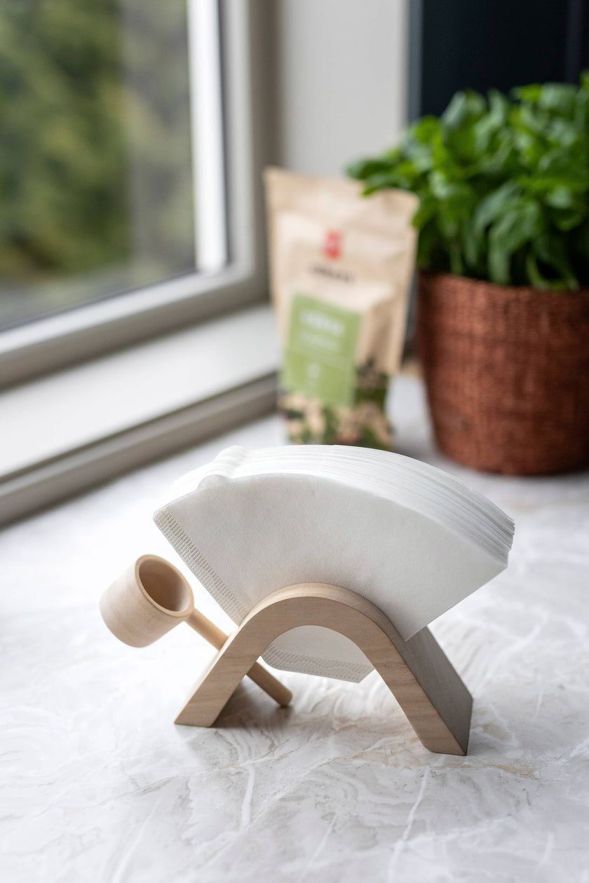 Wooden Coffee Filter Holder and Spoon