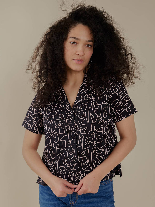 Camp Shirt Black Lines: Black Lines / XS