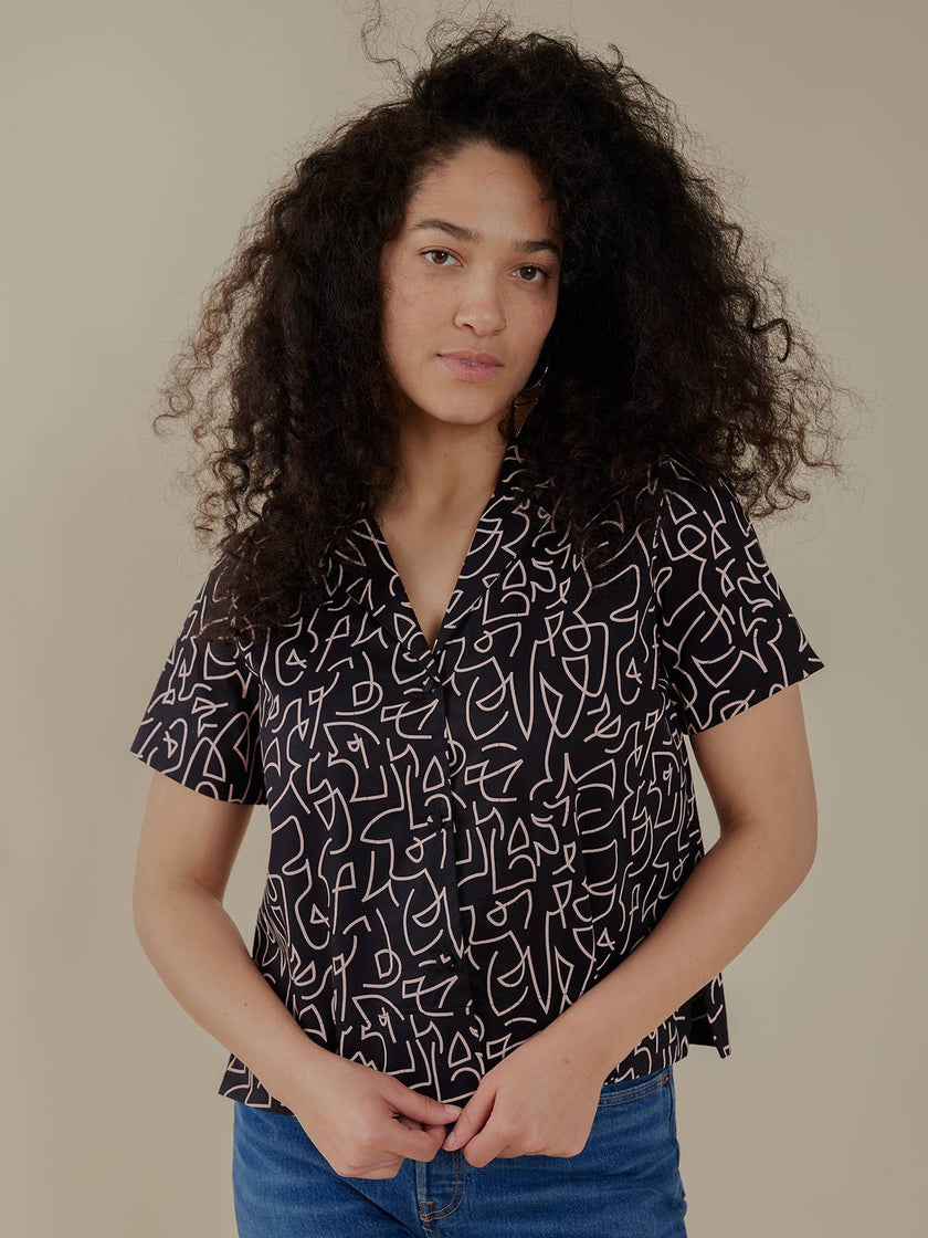 Camp Shirt Black Lines: Black Lines / XS
