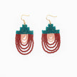 Mayan Pyramid Beaded Earrings: Deep multi