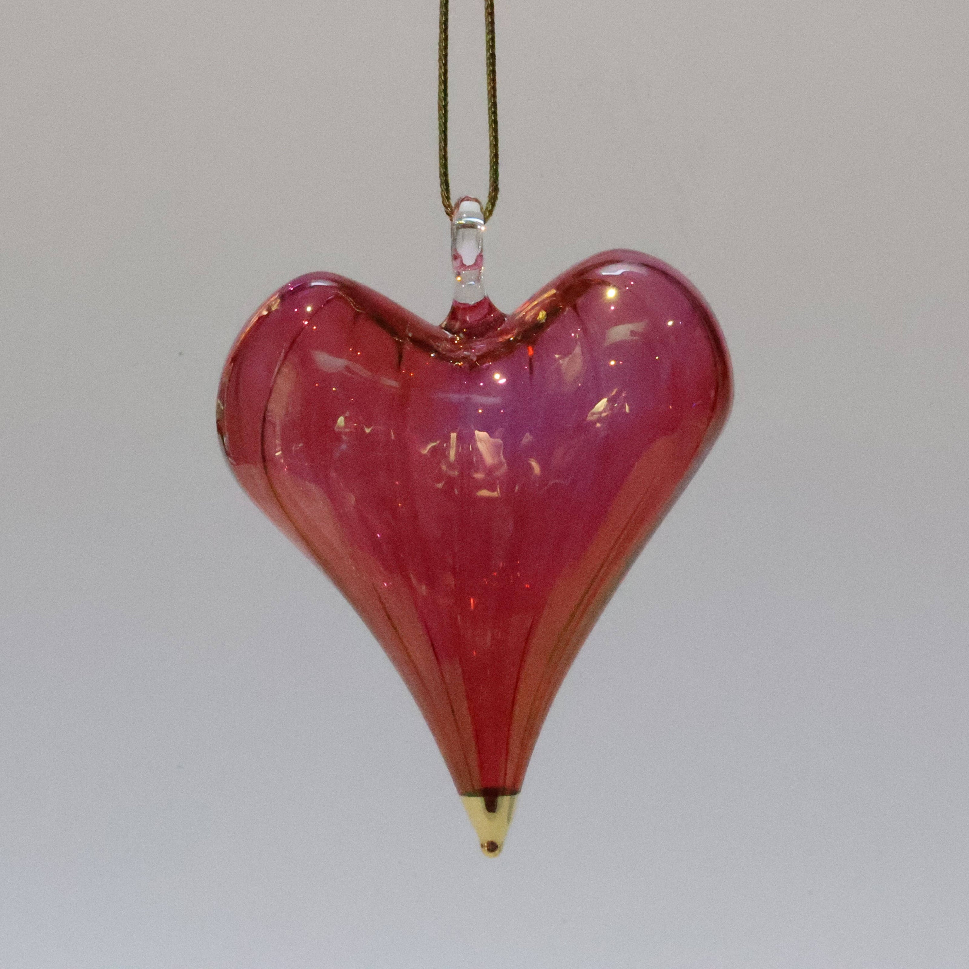 Blown Glass Ornament - Heart: Red