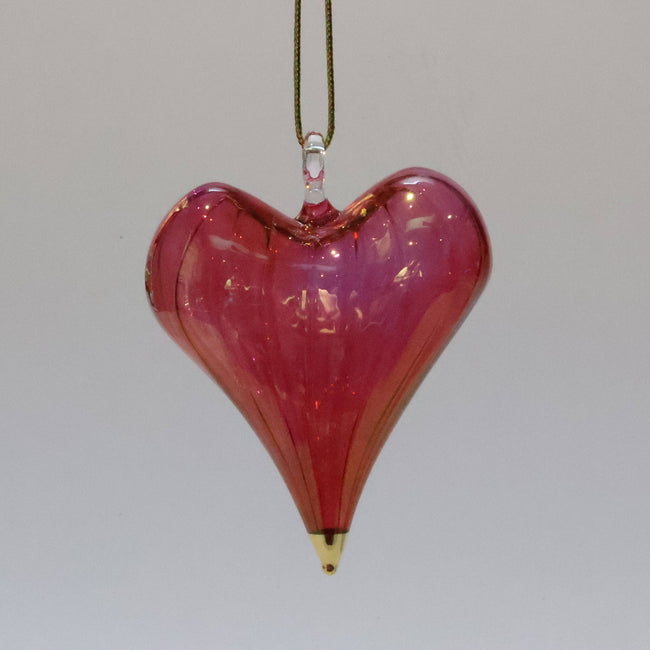 Blown Glass Ornament - Heart: Red