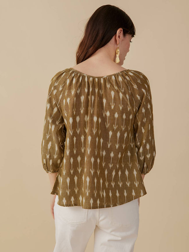 Tulum Tassel Top Olive Ikat: Olive Ikat / S