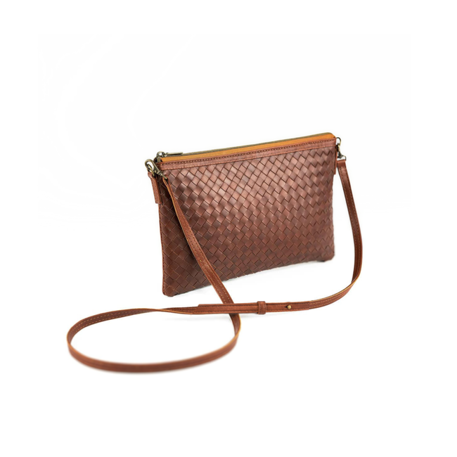 Woven Crossbody Clutch: Mahogany