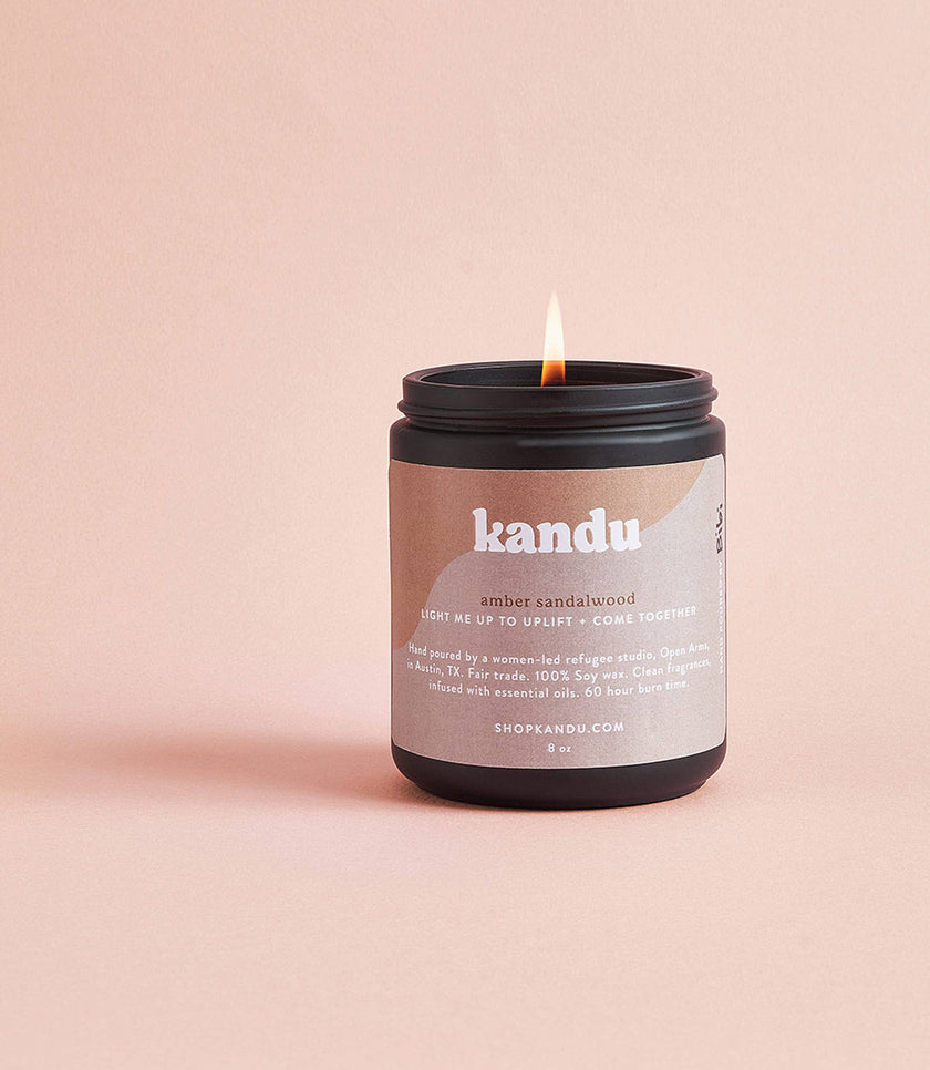 Amber Sandalwood 8oz Hand-Poured Soy Wax Candle