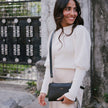 Pebbled Leather Crossbody Wallet - Black