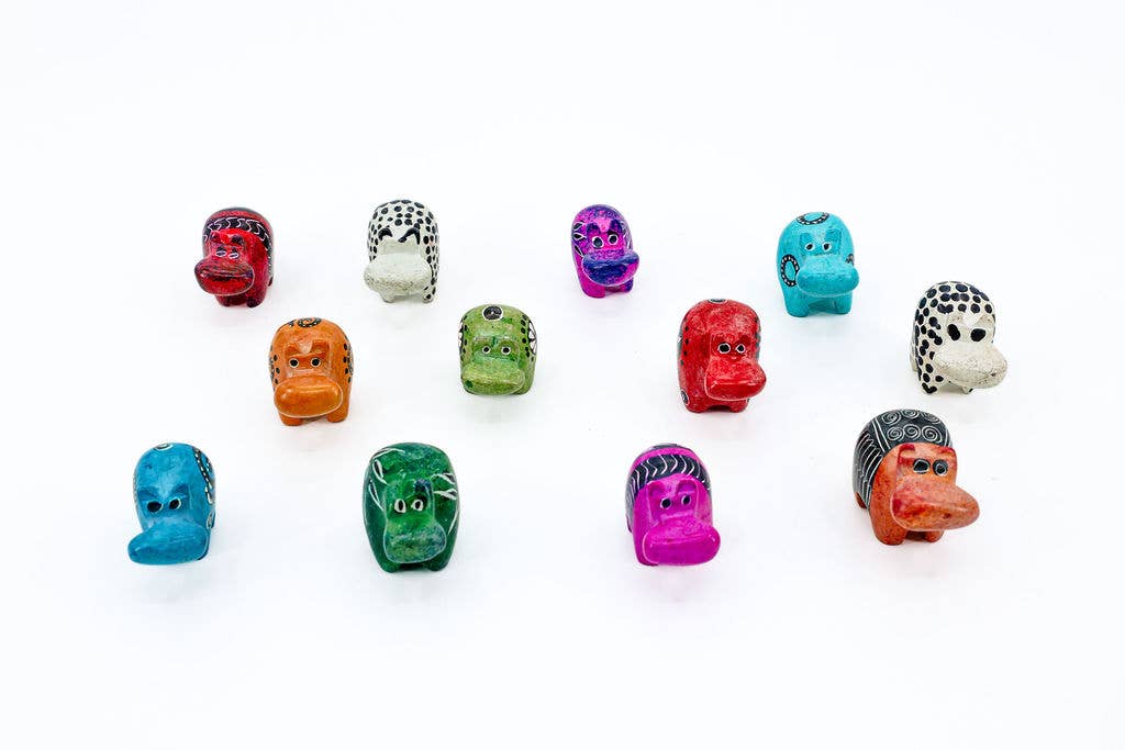 Soapstone Mini Hippo Figurine: Assorted Colors