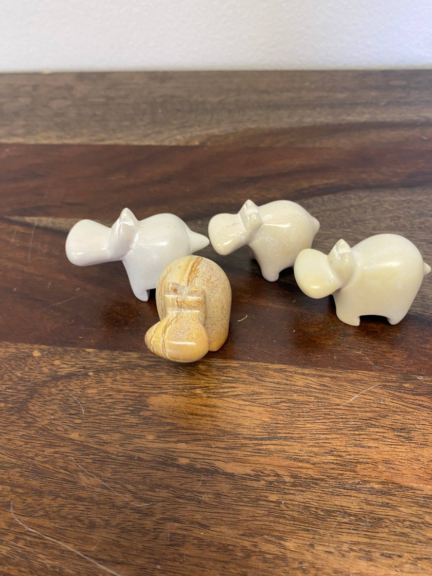 Soapstone Mini Hippo Figurine: Assorted Colors