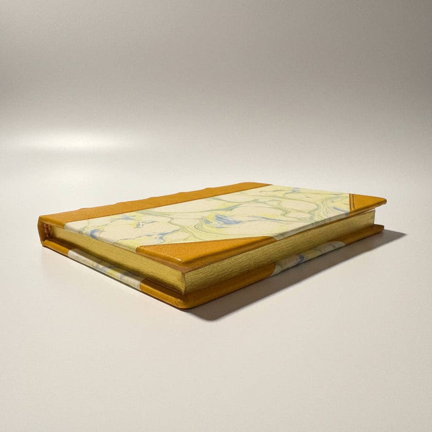 Handcrafted Marbled Paper Journal - Mustard