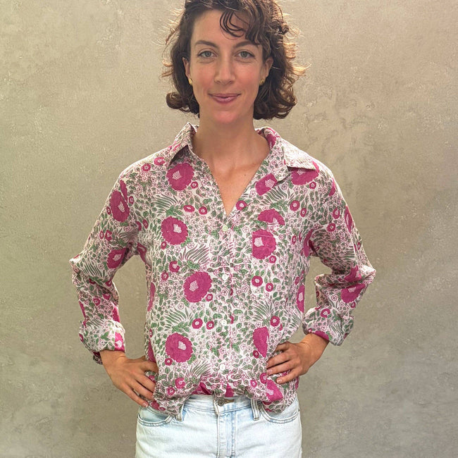 Pali Top- Capri Pink in Lightweight Cotton