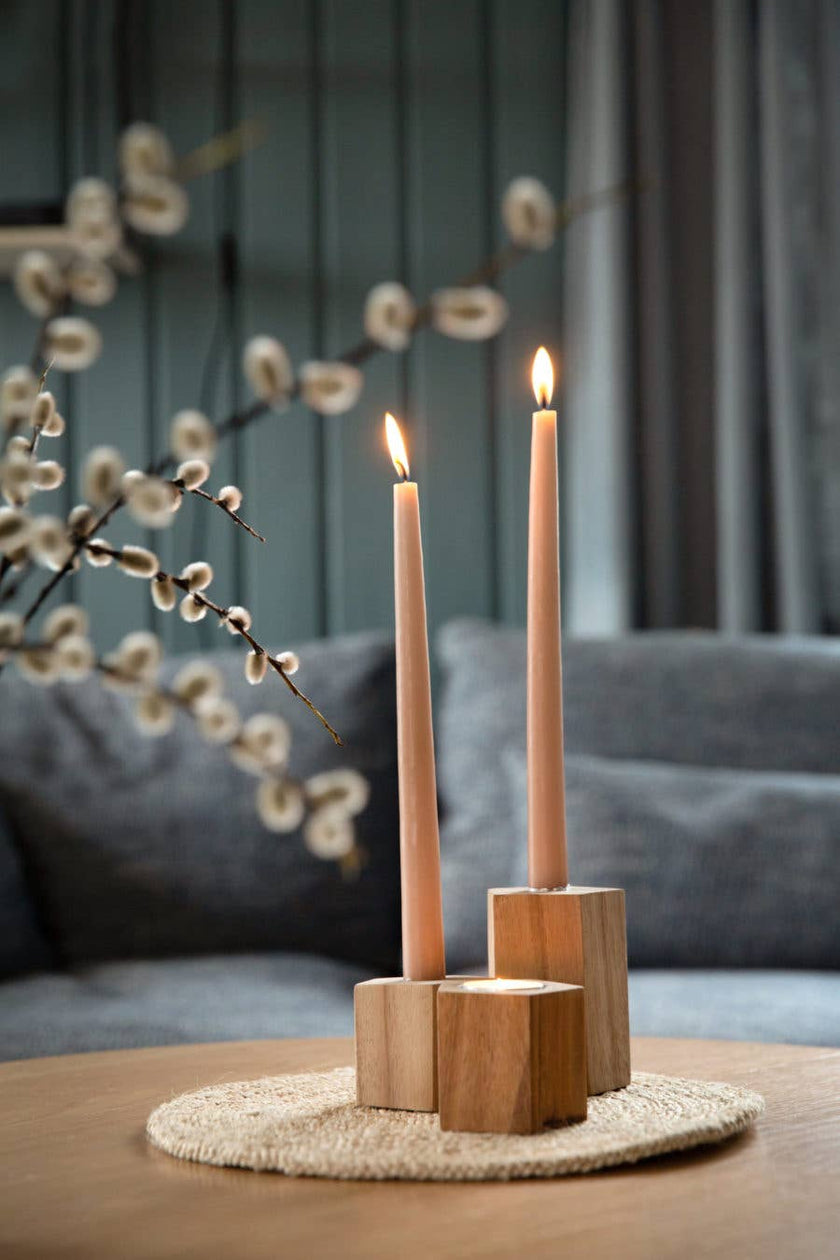Wooden Candle Holders - Hexagon: Tall