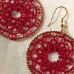 Red Medallion Tatted Drop Earrings